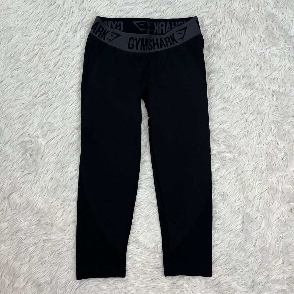 Gymshark Flex Leggings Gray/Black/Charcoal Womens Training Gym 3/4 Size Small - Picture 2 of 8